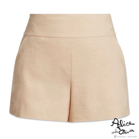 Alice + Olivia **NWT** Donald High Waisted Linen High Waisted Short in Natural - Picture 11 of 12